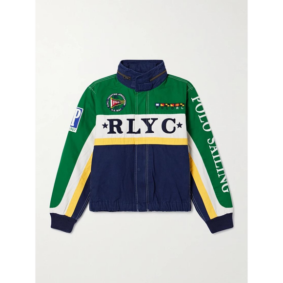 Polo Ralph Lauren Jackets & Blazers - Polo Ralph Lauren Appliquéd embroidered paneled cotton-canvas jacket in Blue